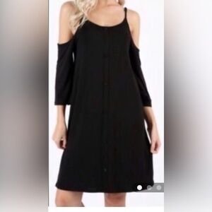 Zenana Womens Size XL Black Off Shoulder Mini Dress